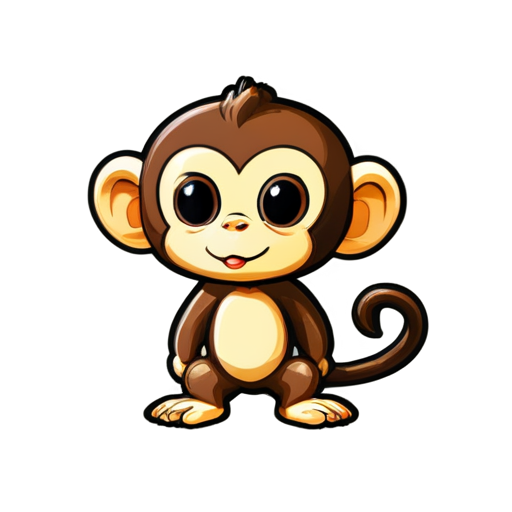 Cute little monkey - icon | sticker