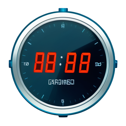 4d Round timer dark turquoise dark blue non white non black 3d tecknick 3d stopwatch very very mach inform tables non analog very small 3d digitall very small millisecond information animations - icon | sticker