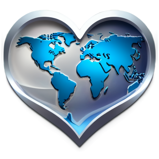 Heart-shaped logo with a world map inside, symbolizing a global perspective and expansive mindset. - icon | sticker