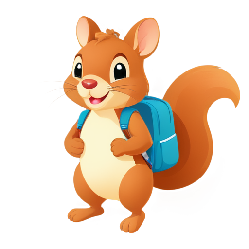 Mammal, 75% squirrel, 25% mouse. Has a backpack on. Facing the camera. Curious and happy. - icon | sticker