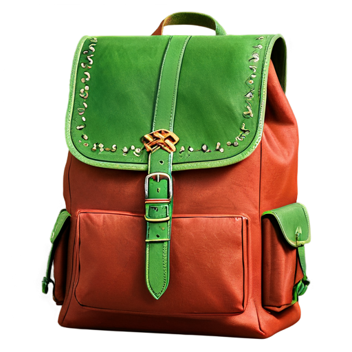 medieval backpack with green arrow coming out of it - icon | sticker