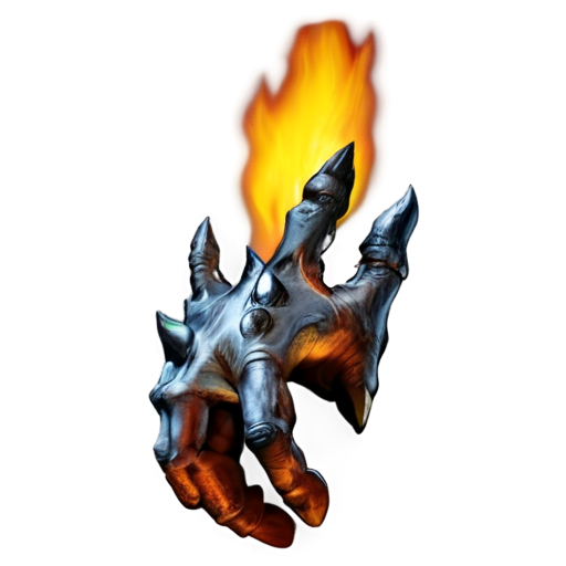 A horrible magic hand with fire, colorized, Warcraft 3 style - icon | sticker
