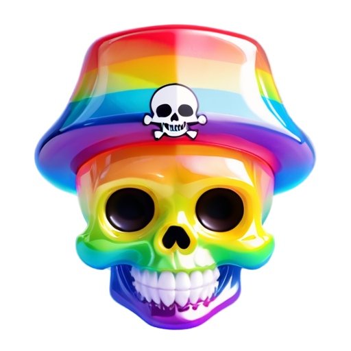 A trollface skull with pirate hat logo for shadow trolling pirates gang in the colors of lgbt rainbow - icon | sticker