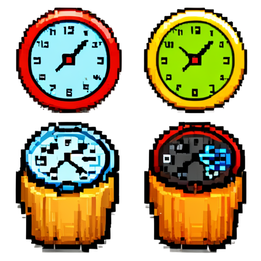 simple clocks without digits in pixelart style - icon | sticker