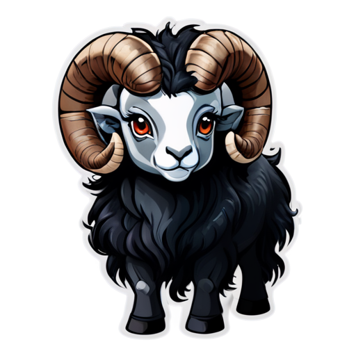 Ram. Dark magic. Black and white. Evil. - icon | sticker