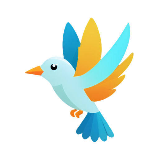 a cute flying bird, colorful, flat colors - icon | sticker