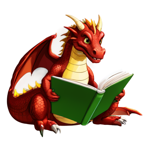 A dragon cartoon style reading a manga, highly detailed - icon | sticker