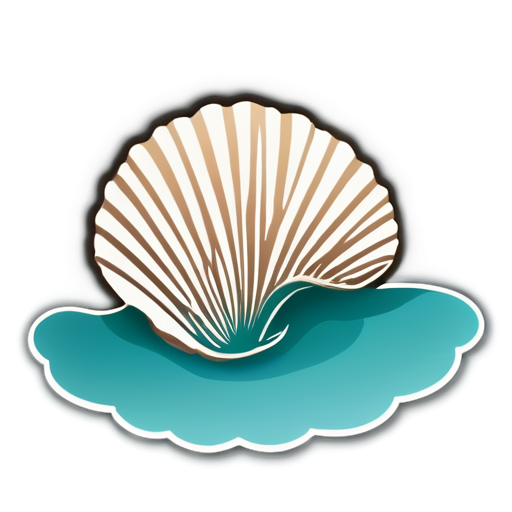 a beautiful sea shell. Sticker with a white outline - icon | sticker