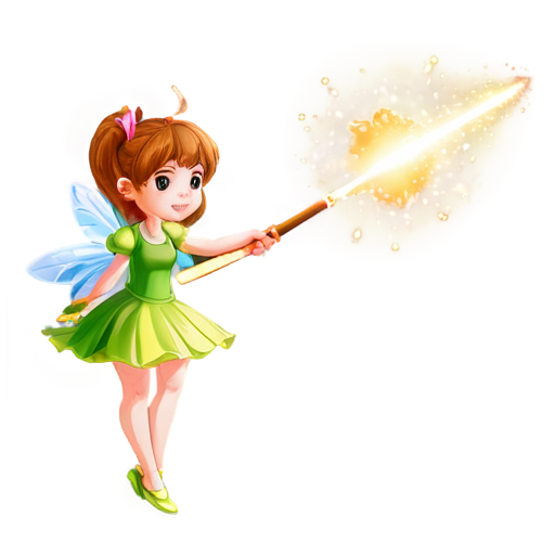 cute fairy girl firing magic missile from her staff - icon | sticker