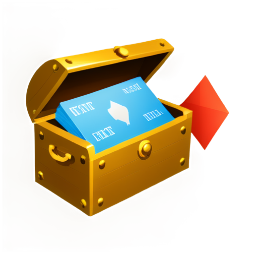 a treasure chest with faceless cards in it - icon | sticker