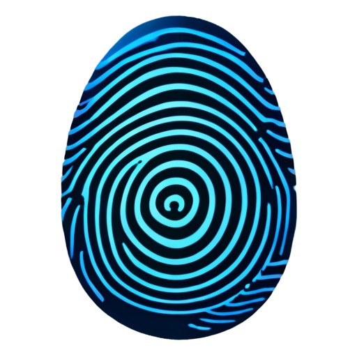 fingerprint logo, flat style, solid blue color - icon | sticker