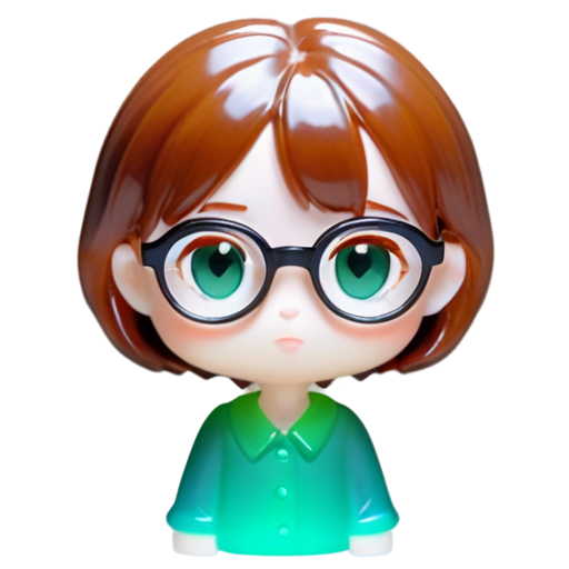 men wit with a tousled bob hairstyle brown hair, green eyes and round glasses and women with long ginger hair and brown eyes kissing 3d model - icon | sticker