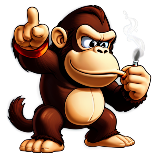 donkey kong smoking sigar - icon | sticker