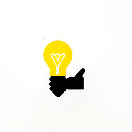 Create a minimalist 2D icon depicting two people in dialogue, with their interaction forming a light bulb. The design should: 1. Show two stylized human figures facing each other, positioned so that the negative space between them forms the shape of a light bulb. 2. Ensure that the outline or silhouette of the two figures cleverly combines to create a clear and recognizable light bulb shape in the center. 3. Use simple geometric shapes and clean lines to maintain a minimalist aesthetic. 4. Add subtle shadow effects to create a sense of depth without overwhelming the design. 5. Include a few intersecting lines strategically placed to add visual interest and emphasize the light bulb shape. 6. Balance simplicity with engaging design elements to avoid being overly plain or boring. 7. Ensure the overall composition clearly communicates both dialogue and idea generation through the figure-lightbulb interaction. 8. Limit the color palette to no more than 3-4 colors to maintain the minimalist feel. 9. Make the light bulb shape formed by the figures the focal point of the design, symbolizing the generation of ideas through conversation. The final icon should be suitable for use at various sizes while remaining clear and visually appealing, with the light bulb shape being recognizable even at smaller scales. - icon | sticker