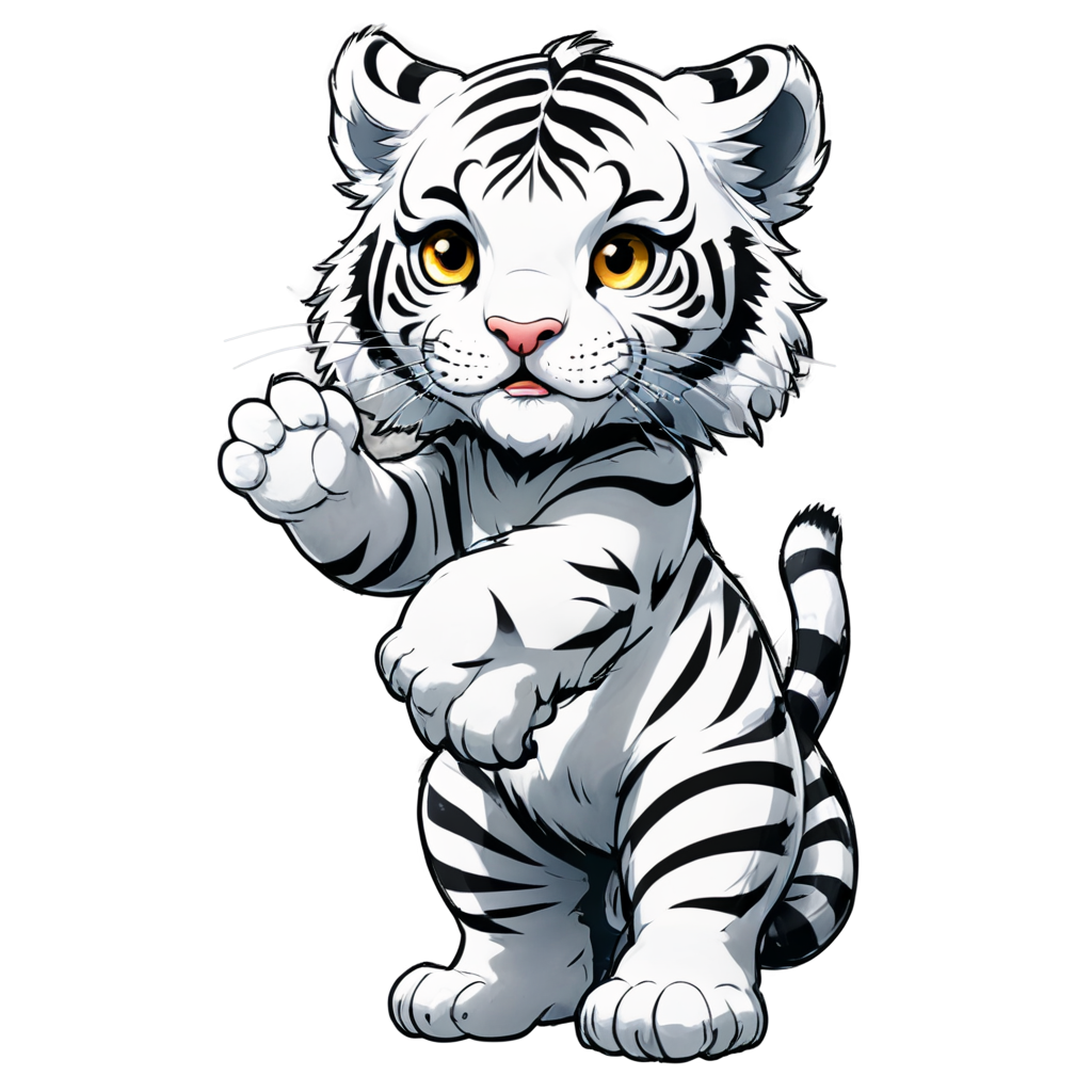 White tiger,Splattered black ink,flawless,clean,Meticulous brush,Freehand splash ink,xuer Ancient style ink, - icon | sticker