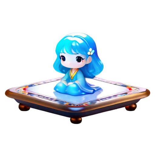 Jasmine with a blue hair is flying at night on a flying carpet - icon | sticker