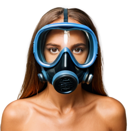 skinny nu\de girl dives deep in a scuba mask - icon | sticker
