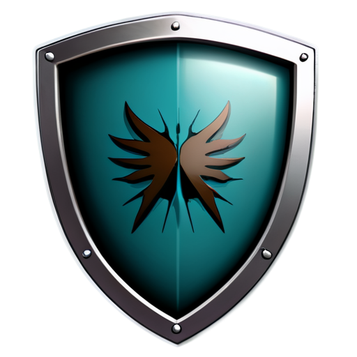 dark turquoise blind metal protective sheild with a tick drawn at the center - icon | sticker