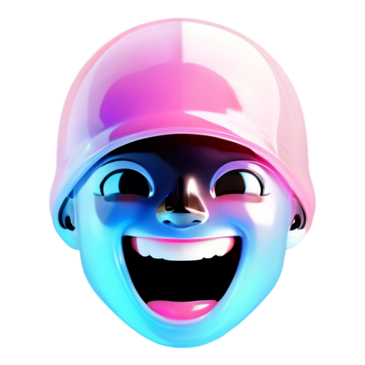 head in a pink balaclava, male type, blue eyes and lips visible, laughing - icon | sticker