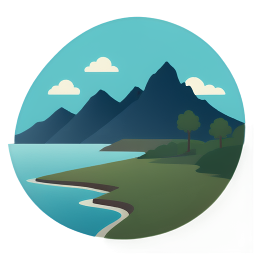 Hiking on the island - icon | sticker