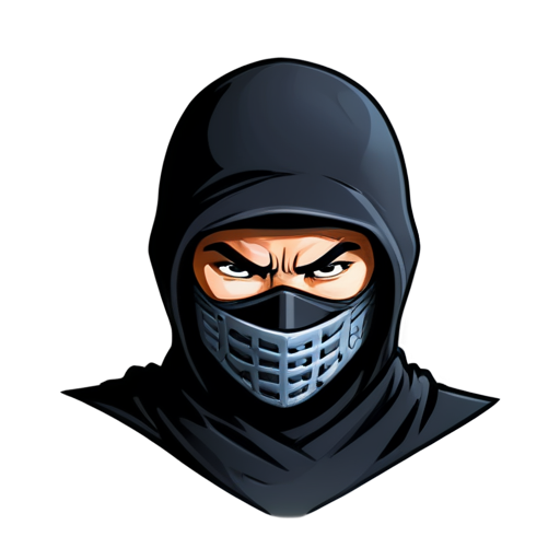 black, angry ninja logo, for a crypto token - icon | sticker