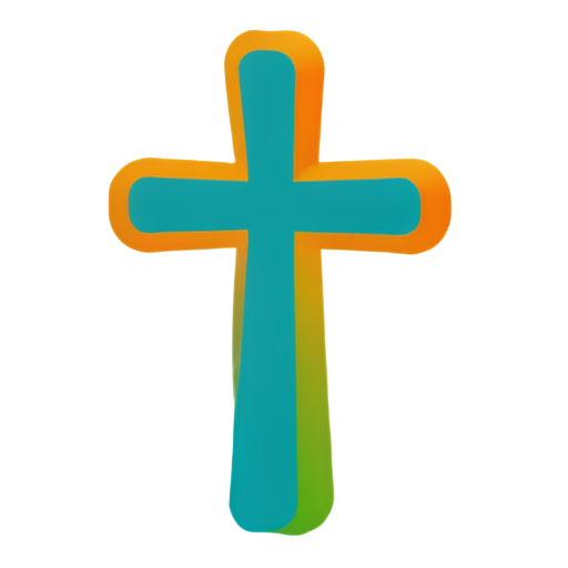 A cross with orange, teal, and green colors. - icon | sticker