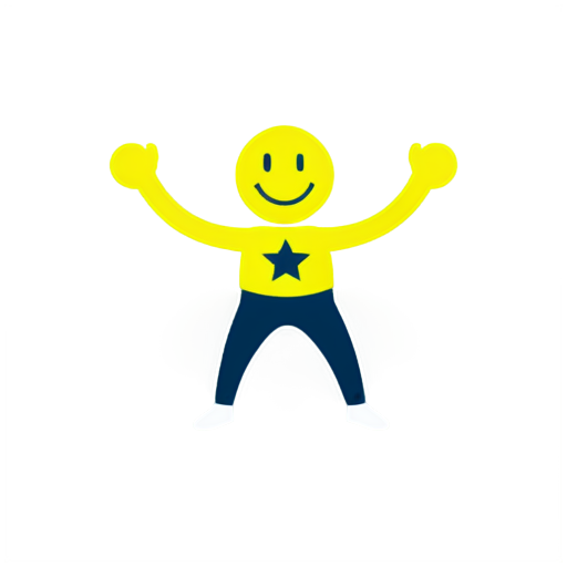 Create a cartoon-style coin with arms and legs, smiling cheerfully. The coin should have a shiny, golden appearance, and its facial expression should be friendly and inviting. The character should convey a sense of joy and fun, with a playful pose that showcases its limbs. The background should be colorful and playful to accentuate the cheerful vibe of the coin - icon | sticker