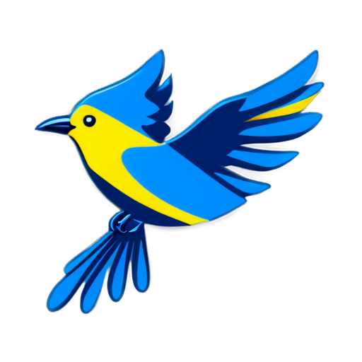 beautiful flat-style logo design depicting yellow-blue bird on ukraine flag in 2D, creative flat-style logo design, trending on dribbble, featured on behance, high resolution vector logo, - icon | sticker