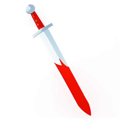 red, cartoon, simple sword - icon | sticker