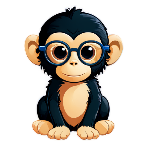 Portrait of a monkey with glasses - icon | sticker