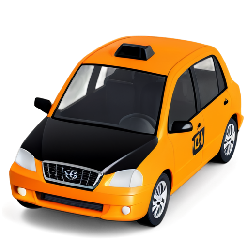 A complex 3D render of an ultra-detailed, taxi icon with orange and black colors, beautiful studio soft light, rim light, vibrant details. - icon | sticker