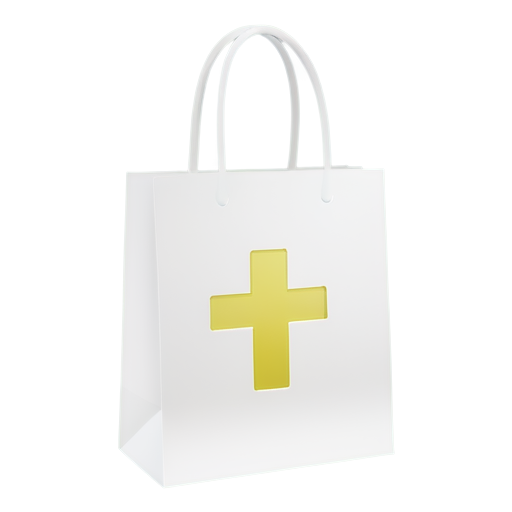 minimalistic shopping bag with cross - icon | sticker