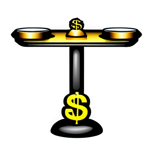 icon for app that compares prices of two goods. Use scales, dollar sign, percent sign - icon | sticker