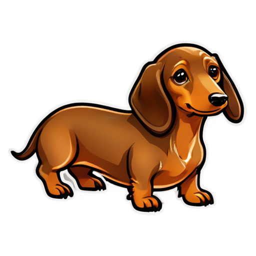 chocolate dachshund with red tan, vomits - icon | sticker