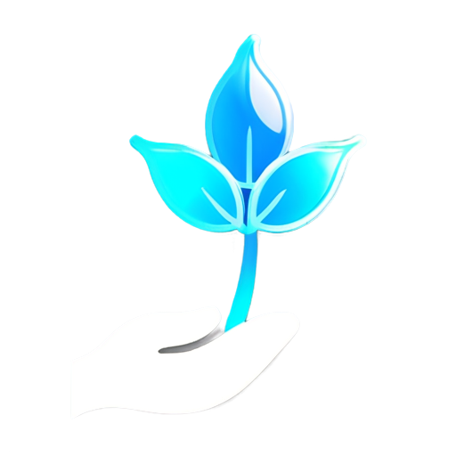 A small blue teal plant sprout coming out from the earth (a simple line should do). In the middle of the two leaves of the sprout will be a fruit pot opened or opening (a simple line can do to signify the break in the pod) to reveal a small glowing orange orb that would represent the fruit of the plant. (The orb has to be small so as not to overshadow the rest of the plant logo) - icon | sticker