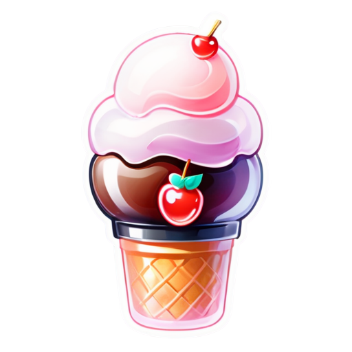 mascot Ice cream logo single with cherry on top - icon | sticker