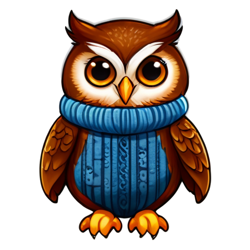 owl in hemingway sweater - icon | sticker