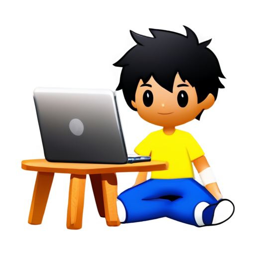 Generate an icon for a website, where people can generate and structure their project ideas and steps fot its complition. Make it to be related to stickman and pc. The guy needs to be just like shadow sitting on the pc - icon | sticker