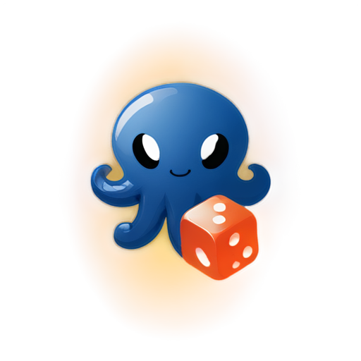 octopus and dice d20 , style vector - icon | sticker