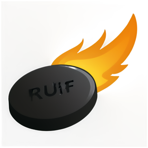 a briquette with the inscription "RUF", the briquette is on fire - icon | sticker