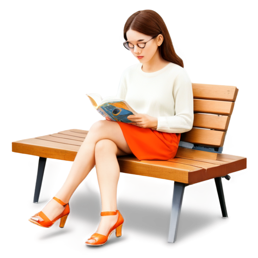 pretty girl reading book in cozy coffee shop - icon | sticker