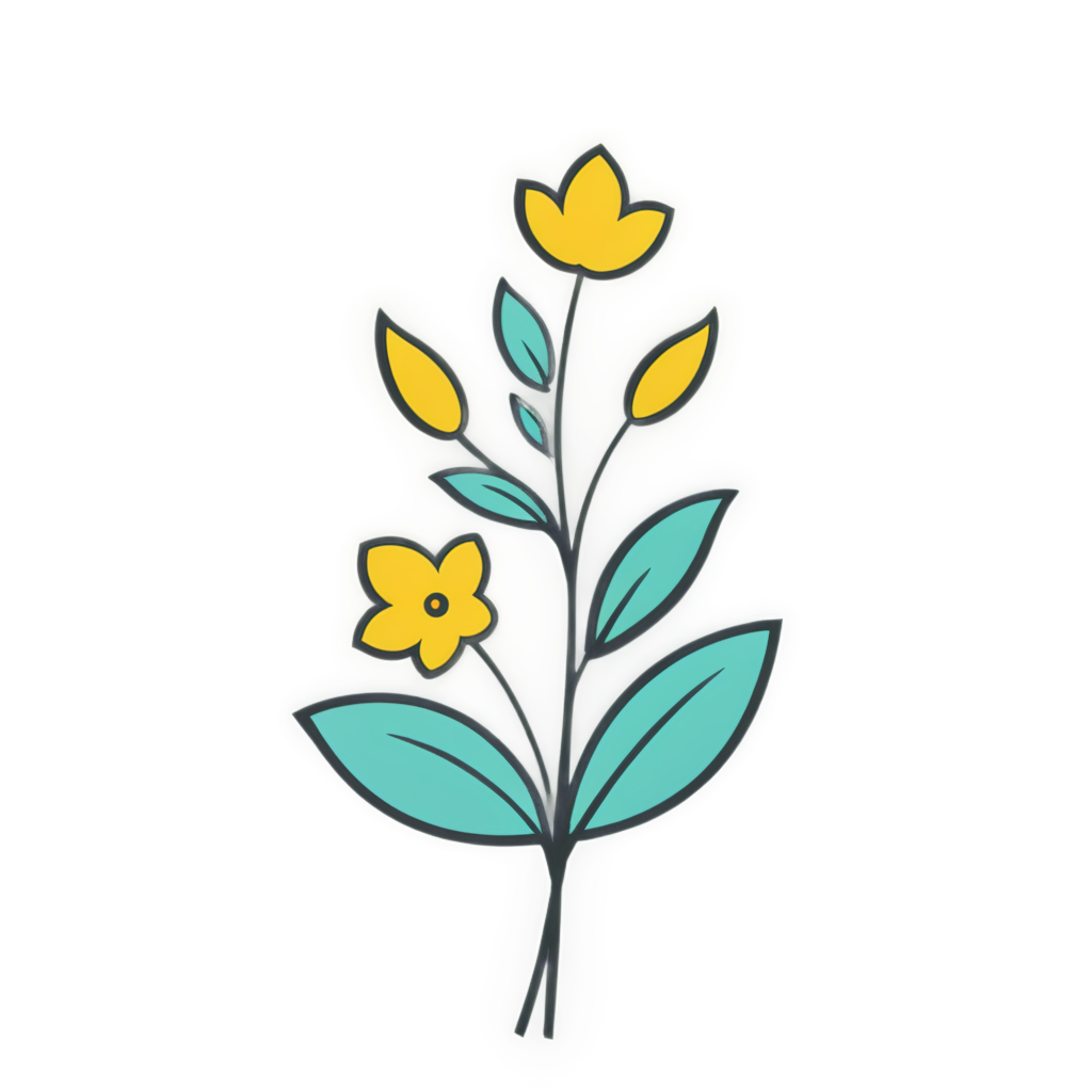 flower garden, magical, Beautiful colors, pencil sketches, Vector illustration, Flat, 2D, bold lines, Bold the drawing lines, Amazing details, - icon | sticker