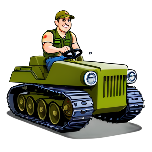 tractor driver on a tank cartoon picture - icon | sticker