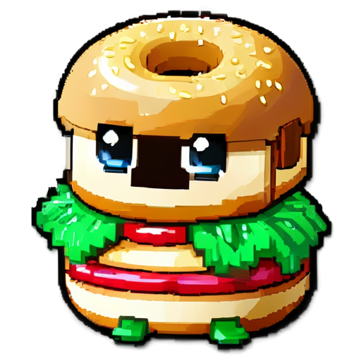 pixel graphics donut sandwich - icon | sticker