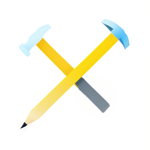 hammer and pencil crossed - icon | sticker