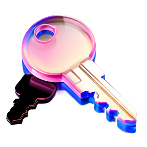 Make a Key like glass color refleting - color: purple and pink - icon | sticker