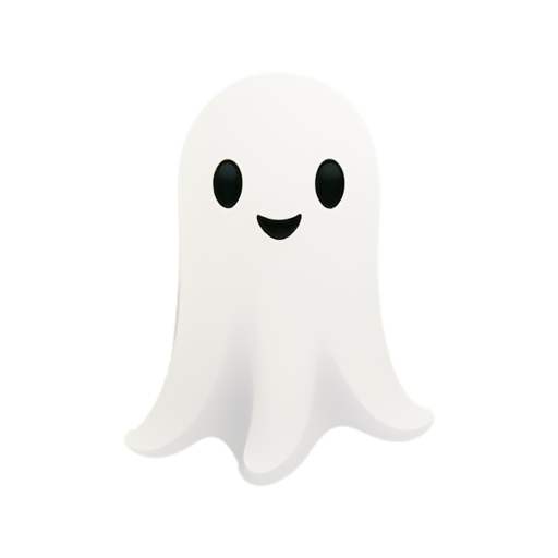 Design a logo for an app called "Story Ghost". The logo should feature a charming, friendly white ghost with a playful, slightly mischievous expression, hinting at its secretive nature. The ghost should have a smooth, rounded appearance to convey a sense of approachability and sweetness. Incorporate subtle details, like a twinkle in the ghost’s eye or a gentle, wavy outline, to suggest it holds hidden secrets. The overall design should be simple, modern, and easily recognizable, suitable for an Instagram story viewer app. - icon | sticker