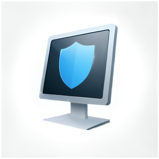 monitor with shield inside the screen - icon | sticker