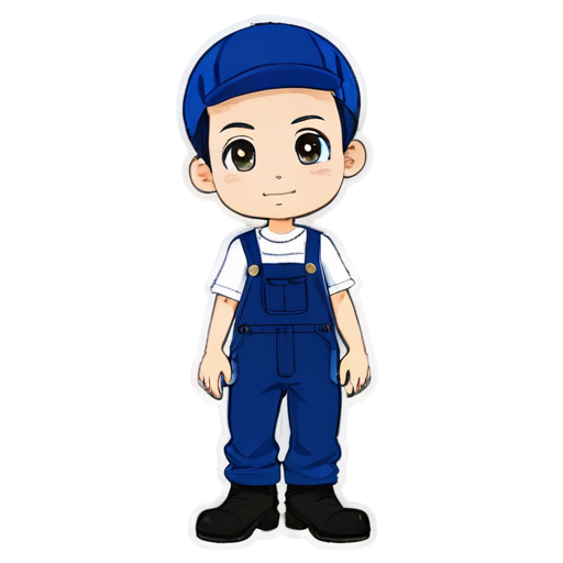 A man in blue overalls and black boots with dried mud on his toes. - icon | sticker