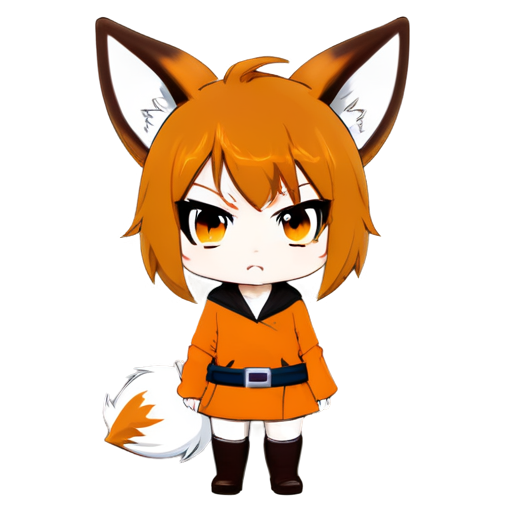 Angry anime chibi with cute little fox ears - icon | sticker